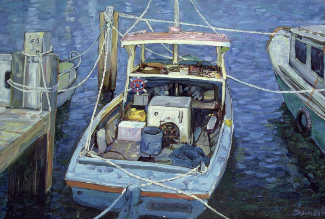 Altes Fischerboot am Kai, 1988 von Ted Blackall