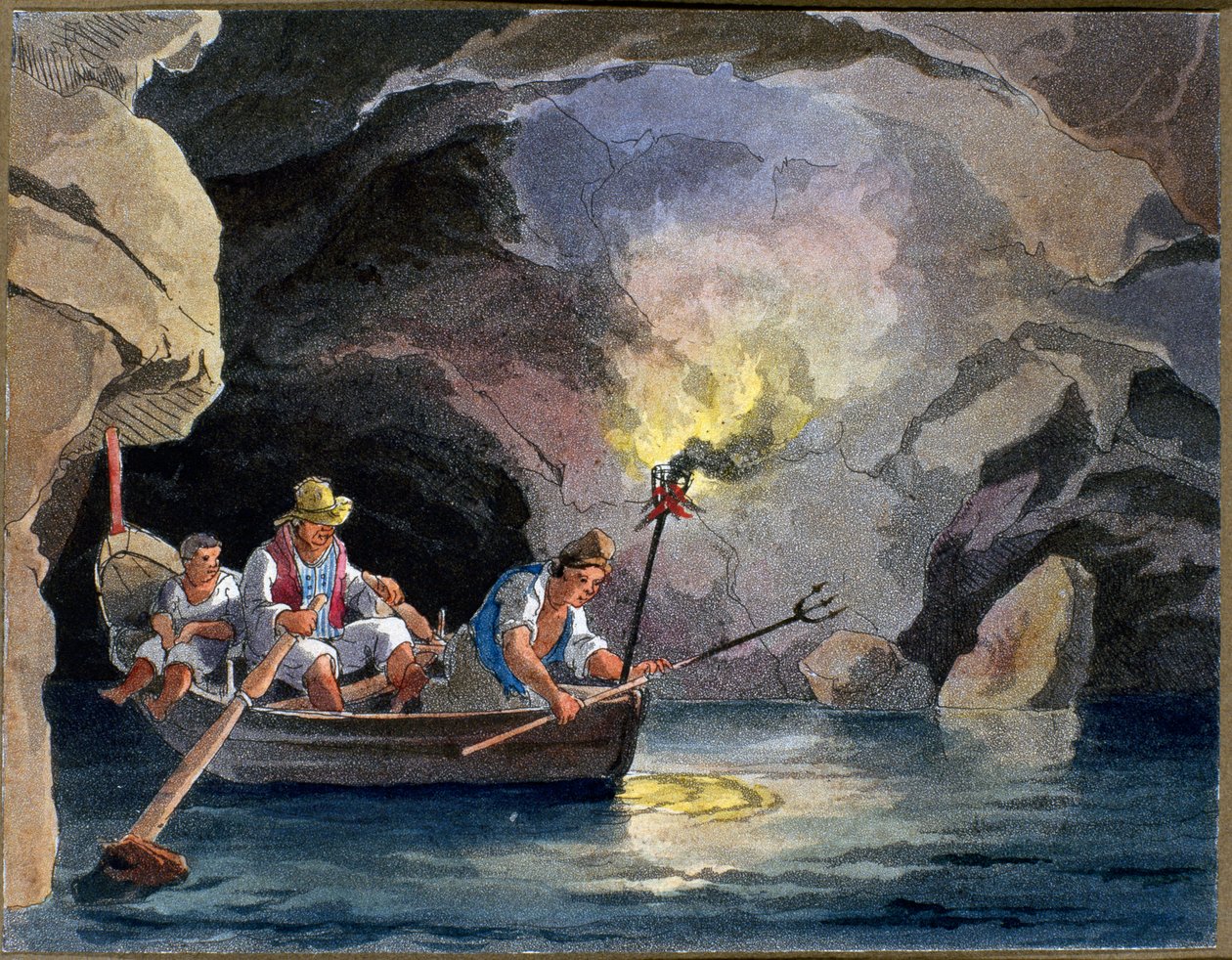Nachtfischen, ca. 1830 (Aquatinta) von Teodoro Guglielmo Witting