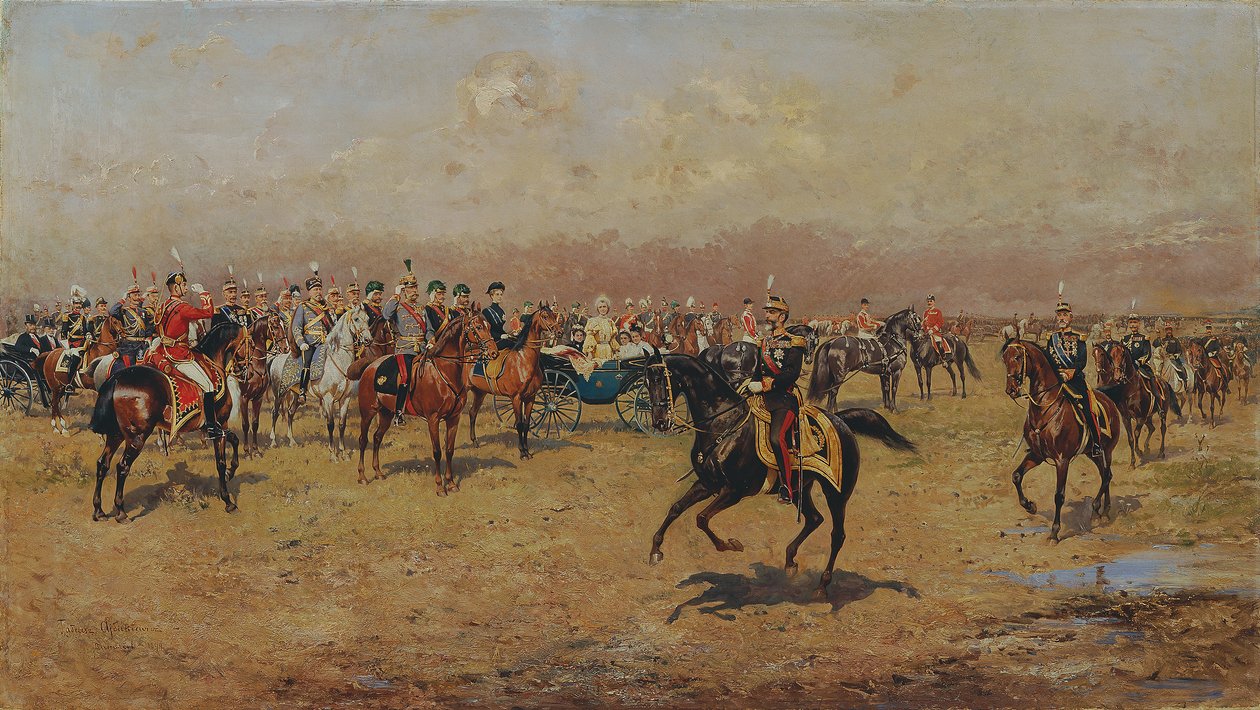 Militärparade vor Kaiser Franz Joseph I. von Thaddäus Ajdukiewicz