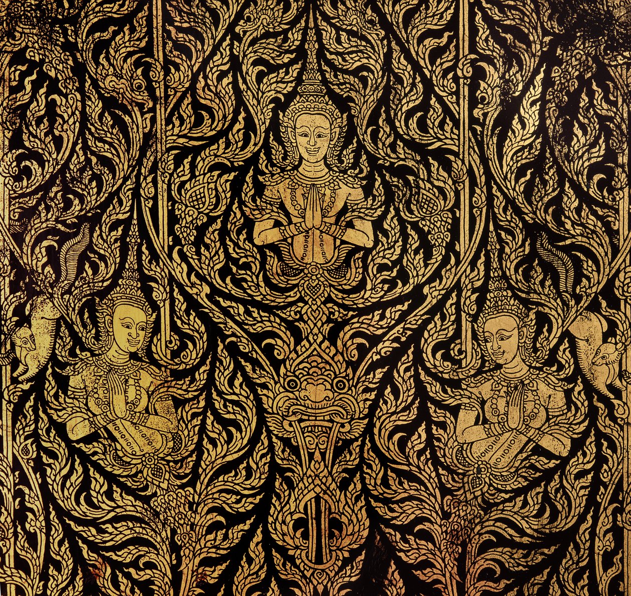 Detail eines Schranks (lackiertes Holz) von Thai School
