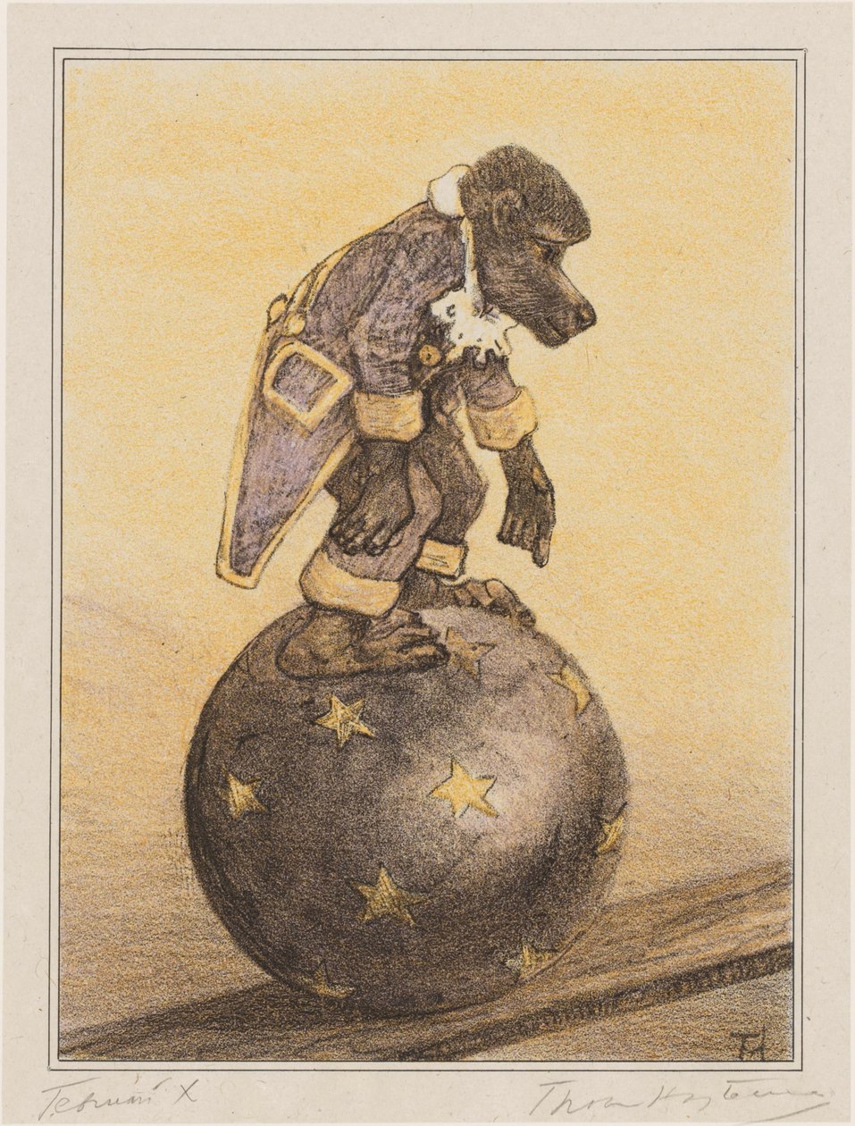Affe auf einem Ball von Theo van Hoytema (signed by artist)