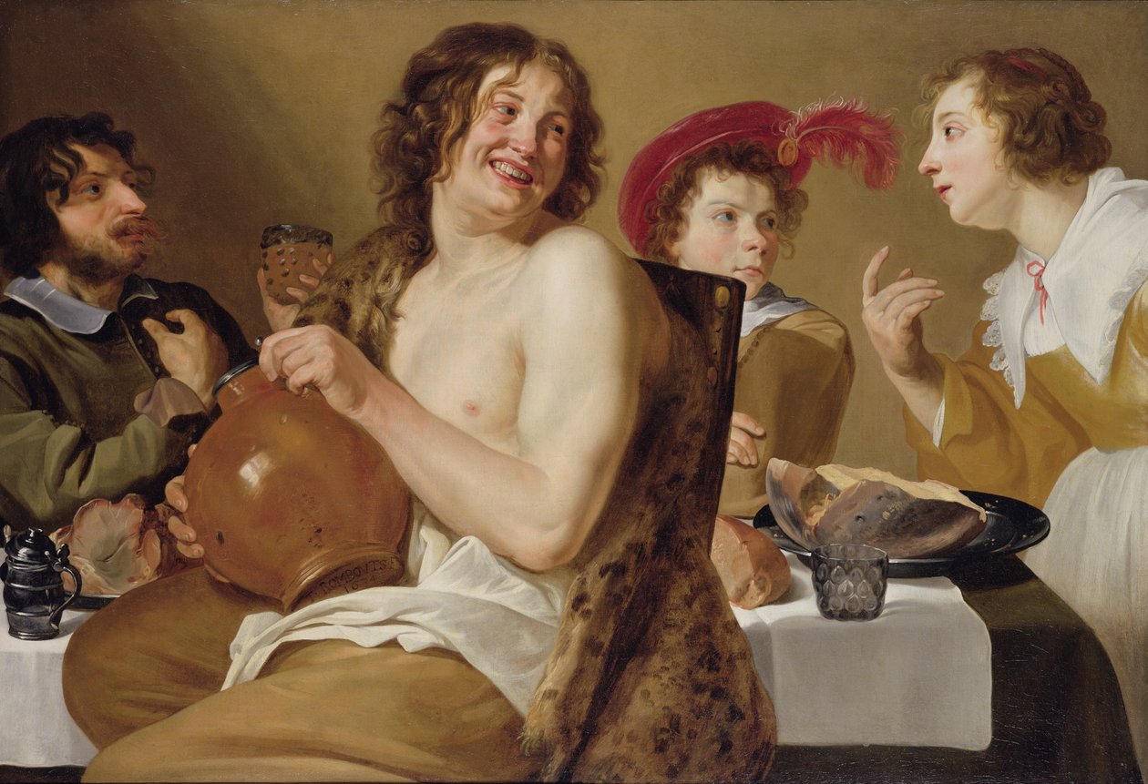Figuren, die um einen Tisch essen und trinken, 1634 von Theodor Rombouts