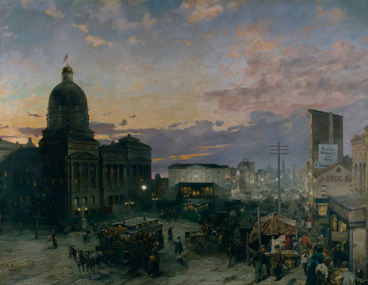 Washington Street, Indianapolis in der Dämmerung von Theodor Groll