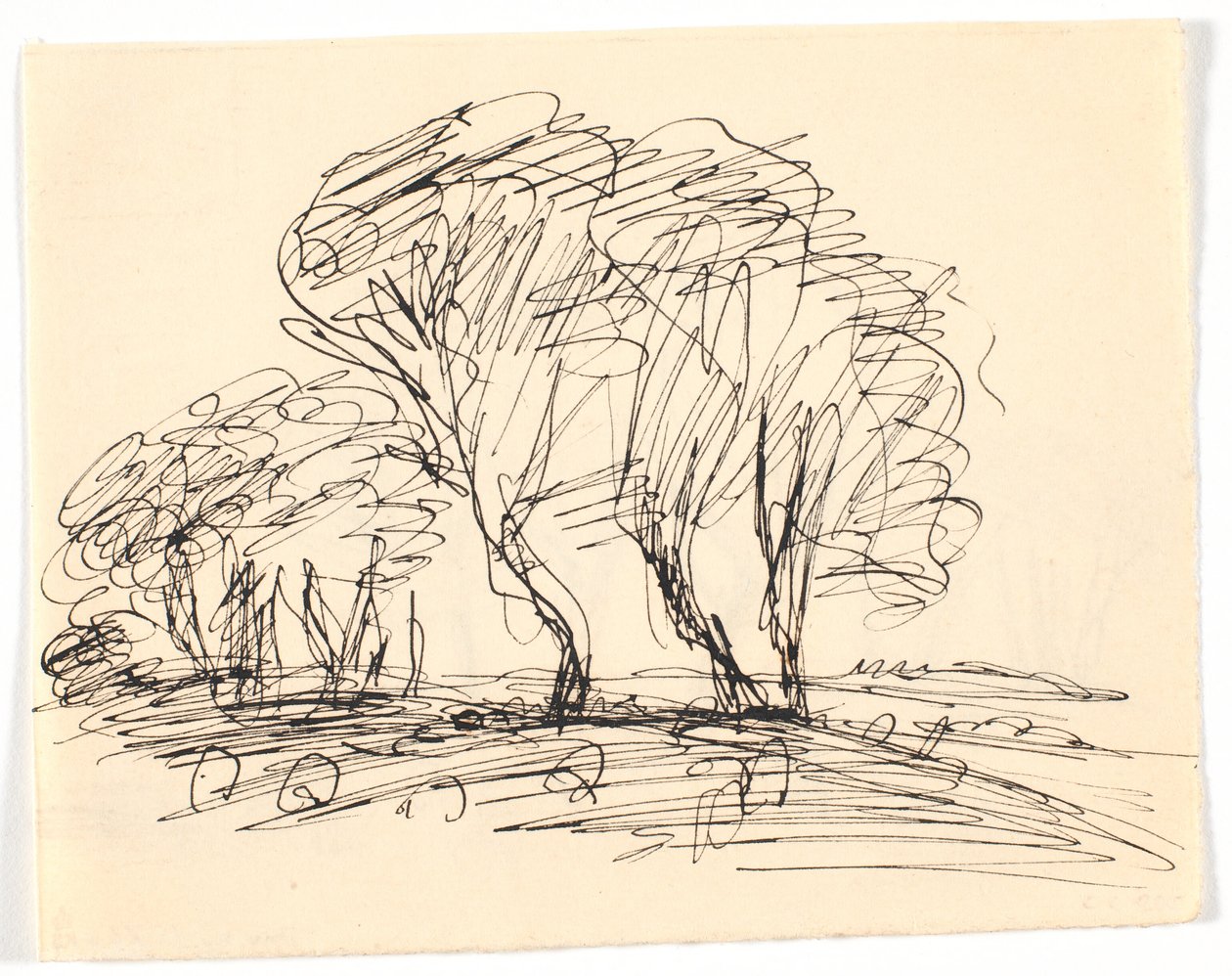 Landschaftsskizze mit großen Bäumen von Theodor Philipsen