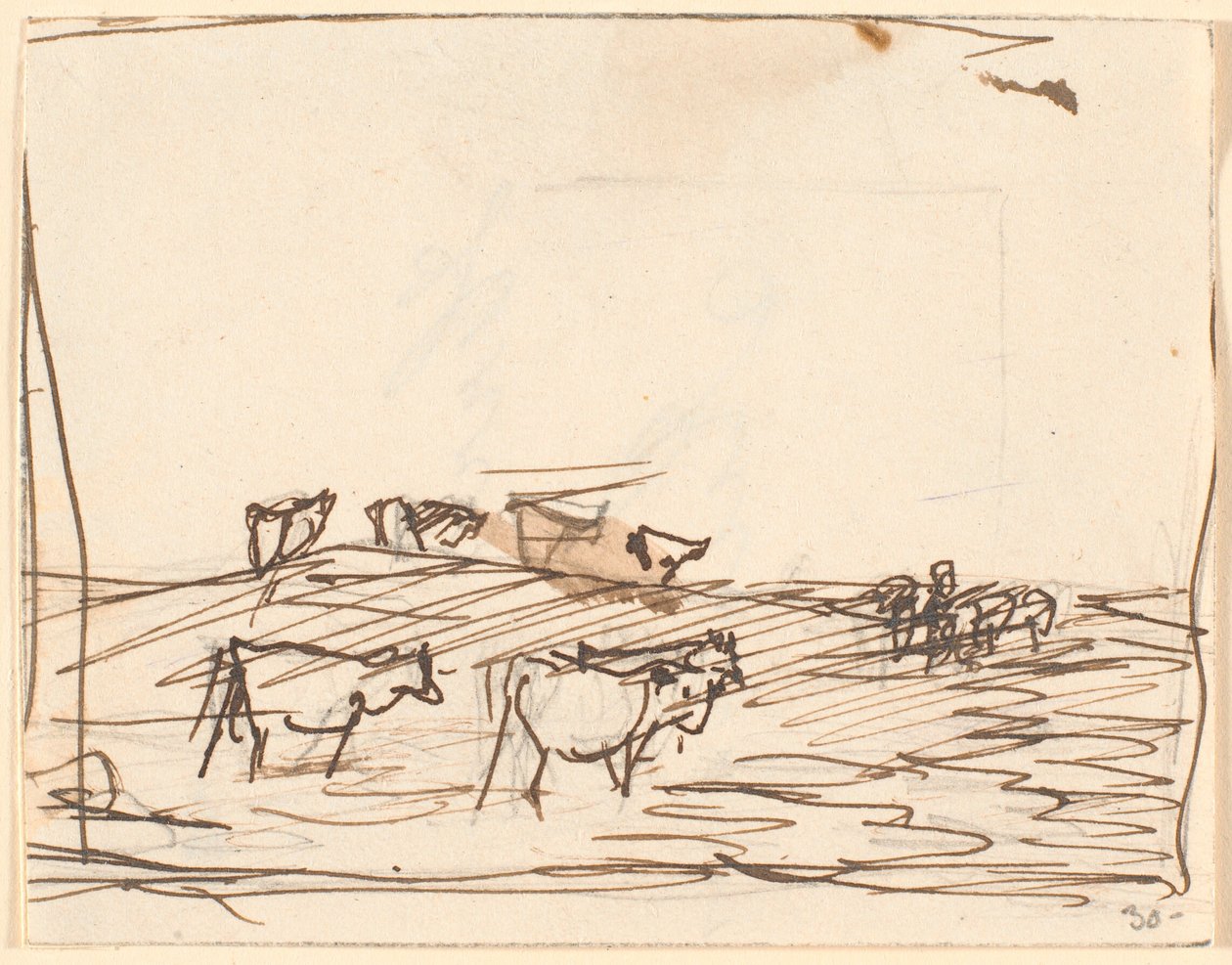 Skizze einer Landschaft mit Kühen von Theodor Philipsen