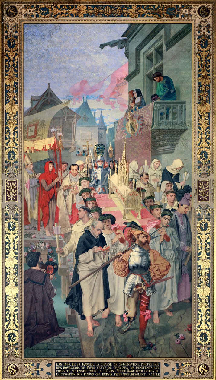 Prozession der Reliquienkiste von St. Genevieve im Jahr 1496 von Theodore Pierre Nicolas Maillot