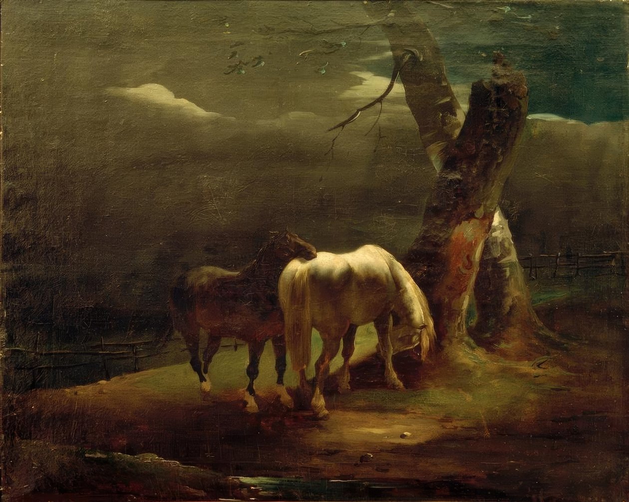 Pferde auf der Weide von Theodore Gericault