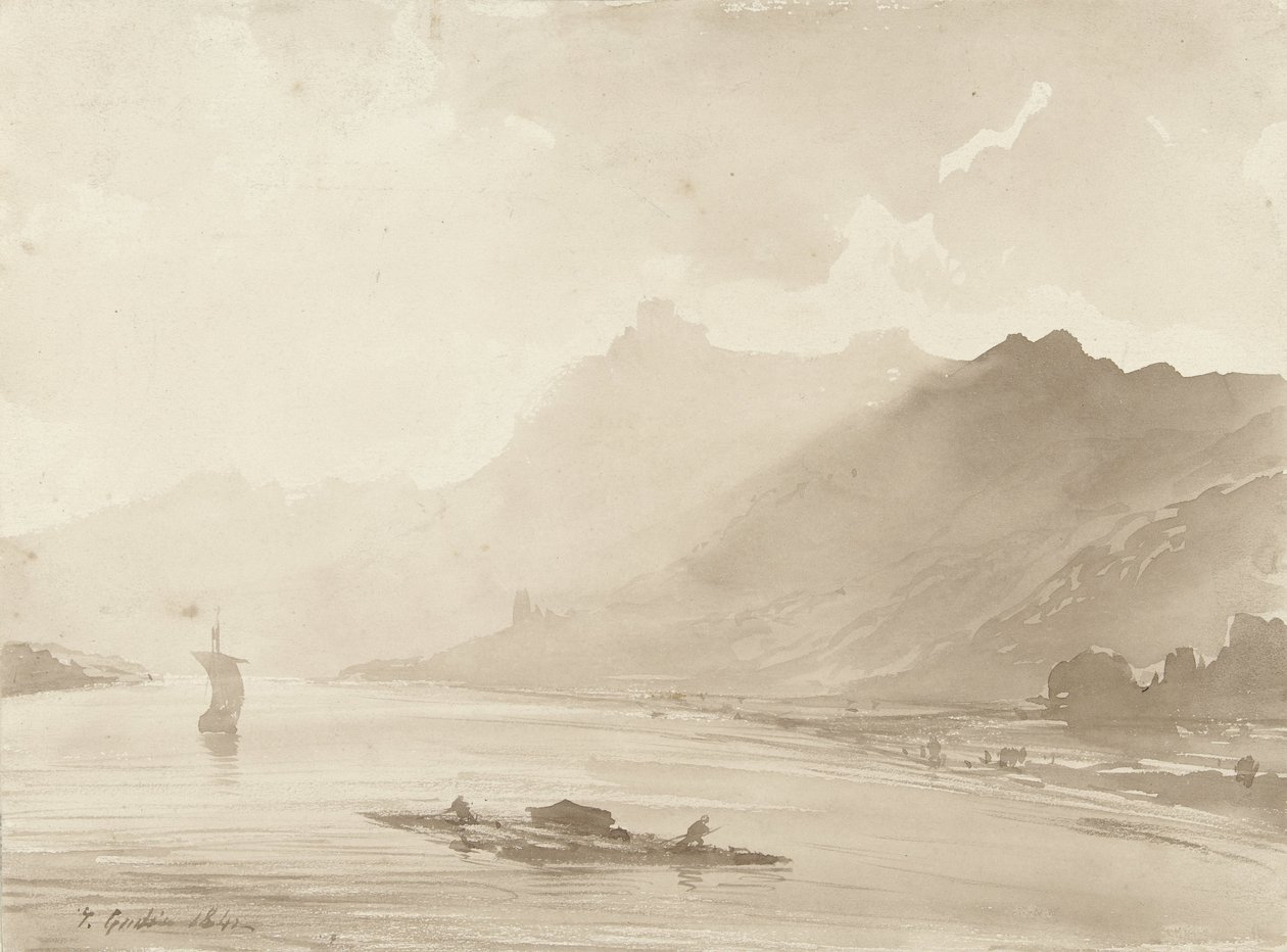 Ansicht am Rhein von Theodore Gudin