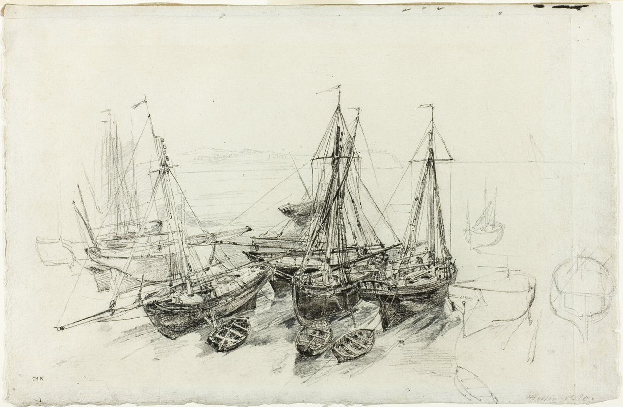 Fischerboote in Granville von Theodore Rousseau
