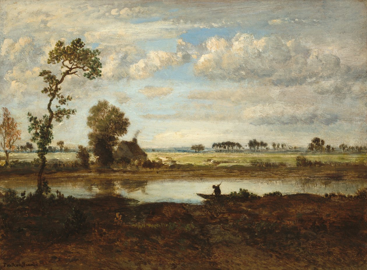 Landschaft mit Bootsmann von Theodore Rousseau