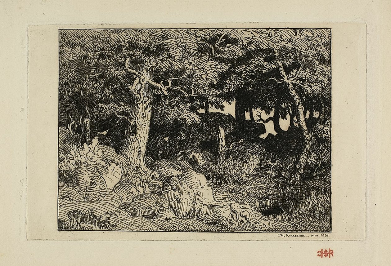 Felsen-Eichen von Theodore Rousseau