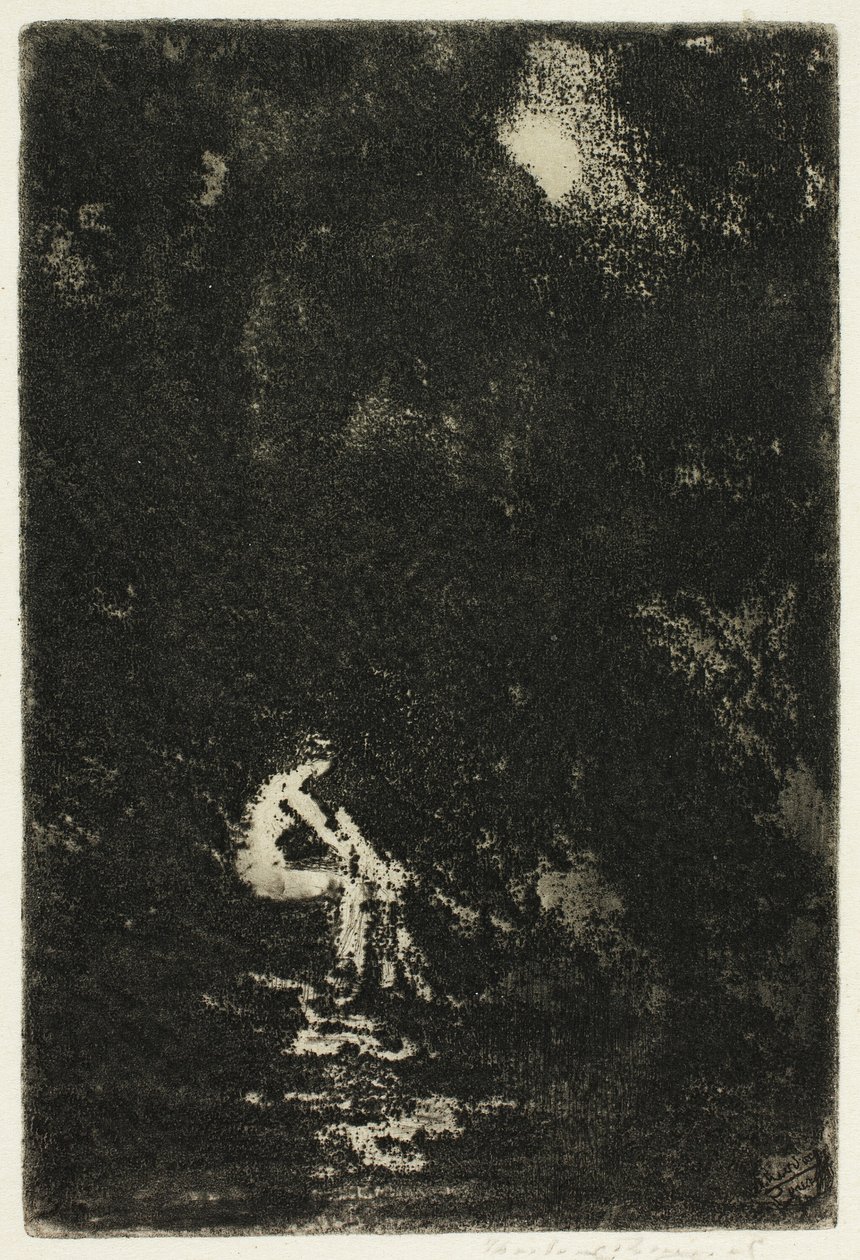 Eine Nymphe badet, Mondschein von Theodore Roussel