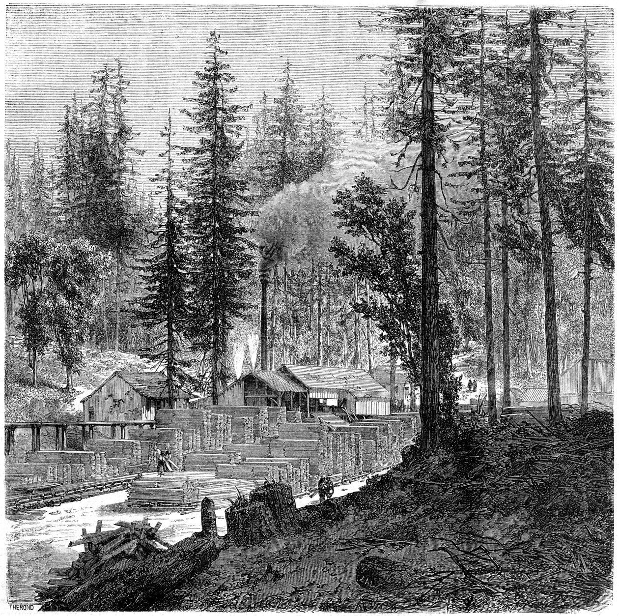 Sägewerk, Kalifornien, 19. Jahrhundert von Theroud