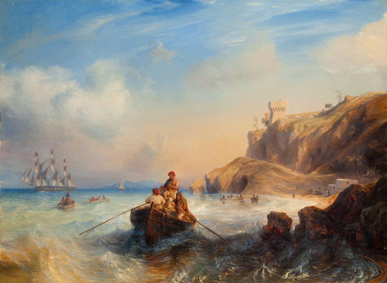 Schiffe an der Küste von Jean Antoine Theodore Gudin