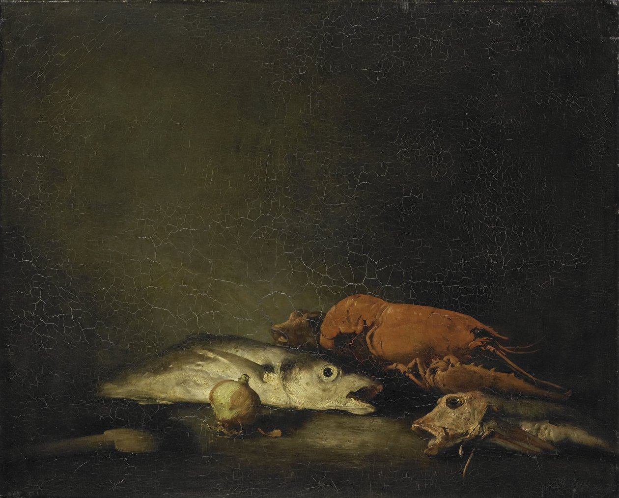 Stillleben mit Fischen und einem Hummer von Théodule Augustin Ribot