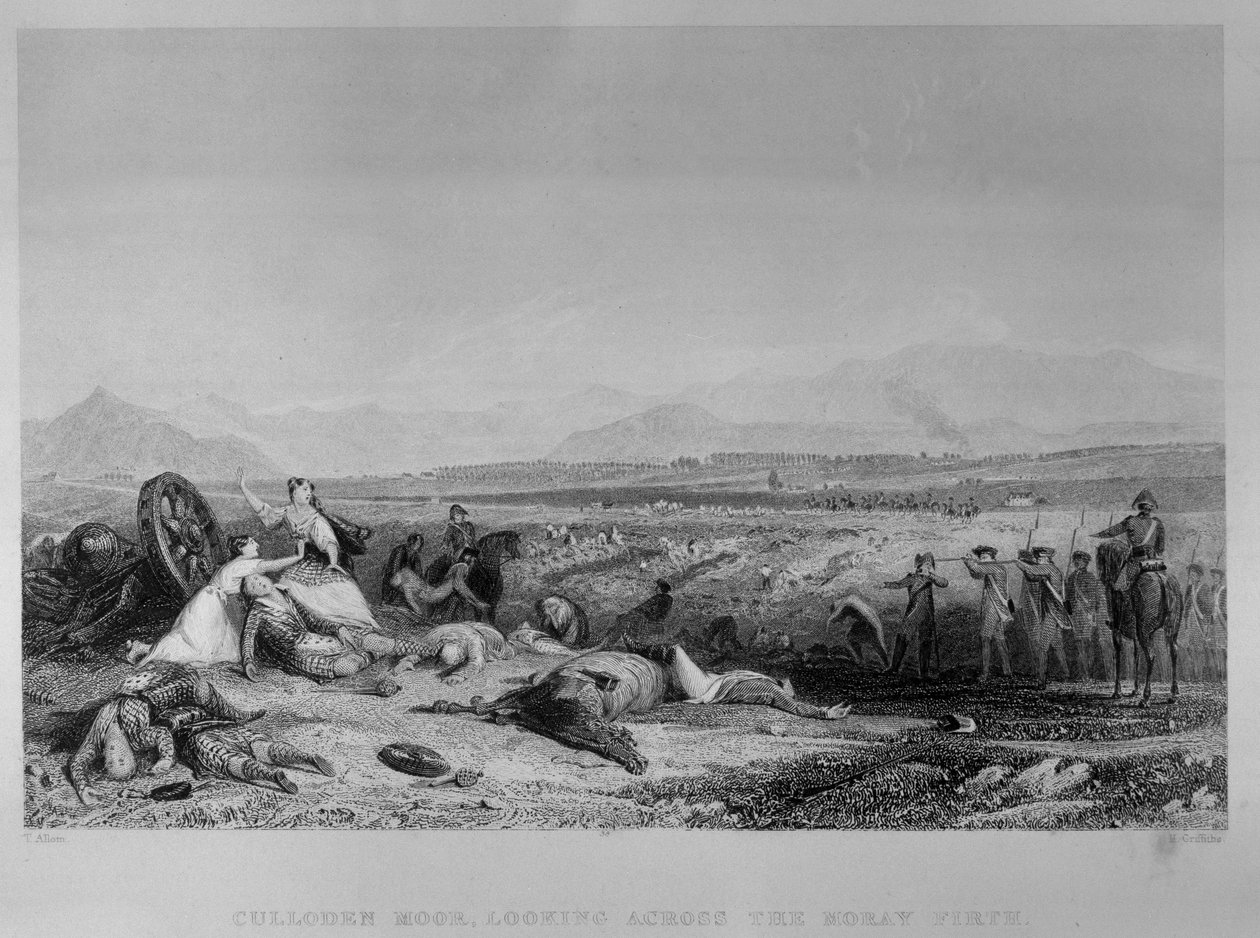 Culloden Moor, Blick über den Moray Firth, 1746, graviert von H. Griffiths, ca. 1830 von Thomas Allom