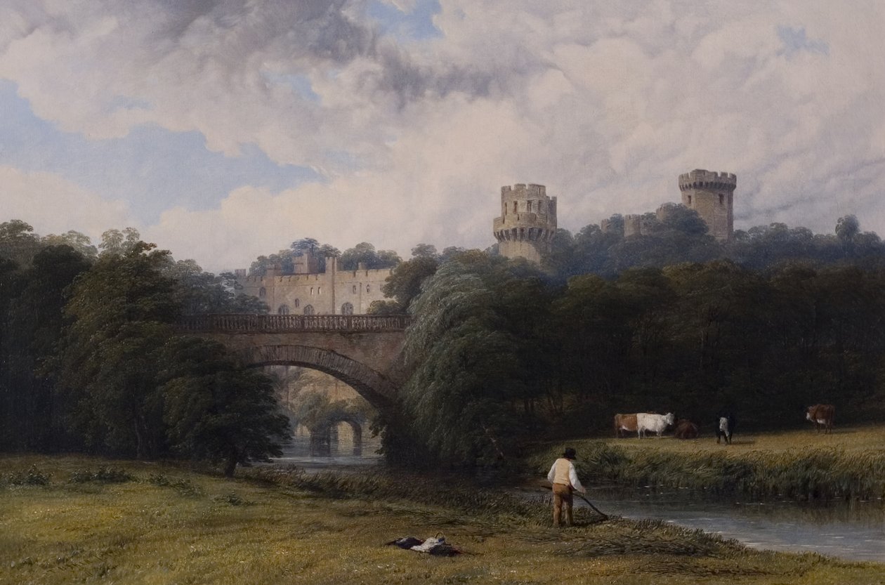 Warwick Castle, vom Fluss aus, 1842 von Thomas Baker