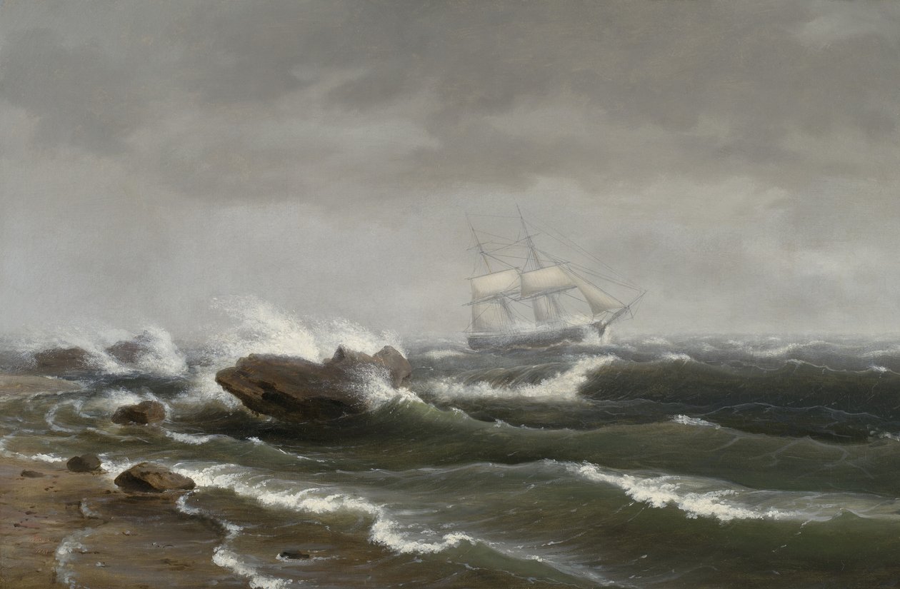 Schiff im Sturm, 1841 von Thomas Birch