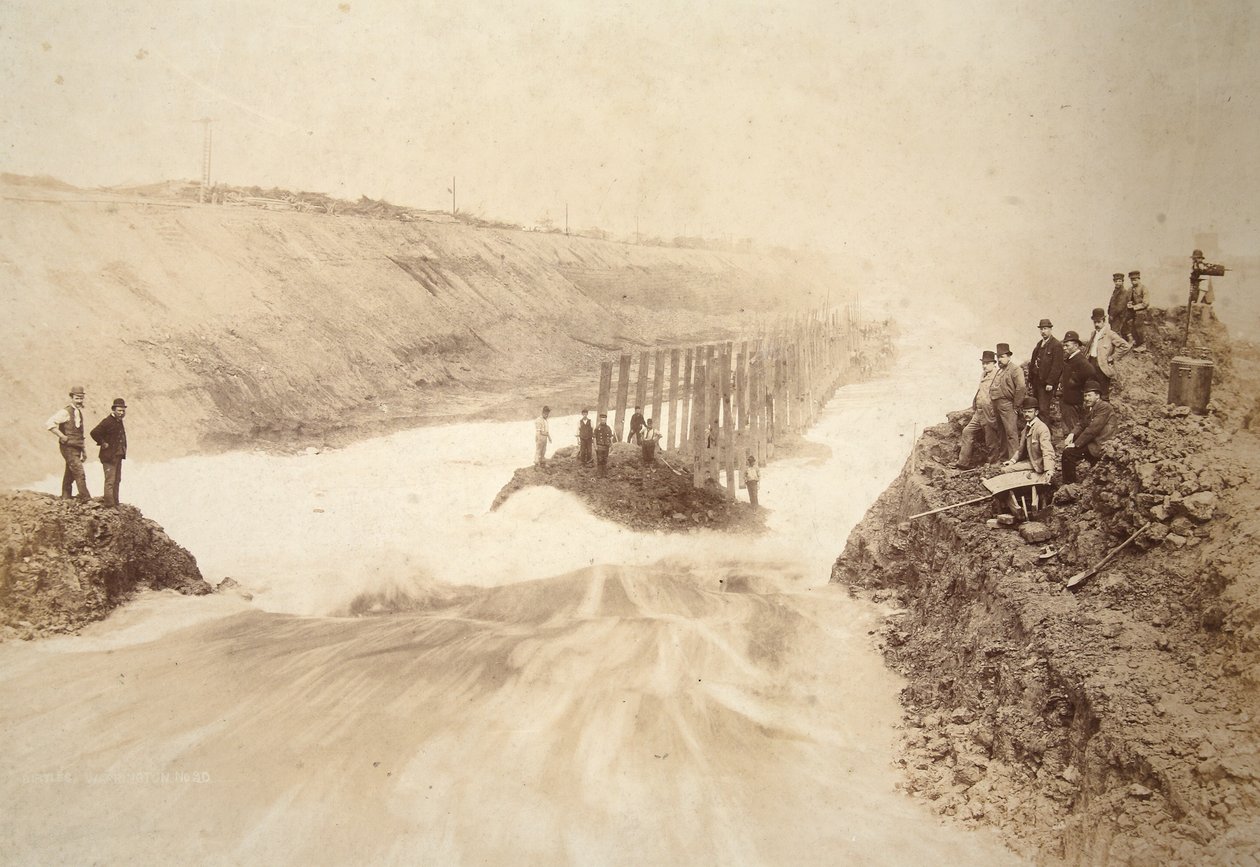 Wasser einlassen in Ellesmere Port, mit E.L. Williams und anderen Ingenieuren von Thomas Birtles
