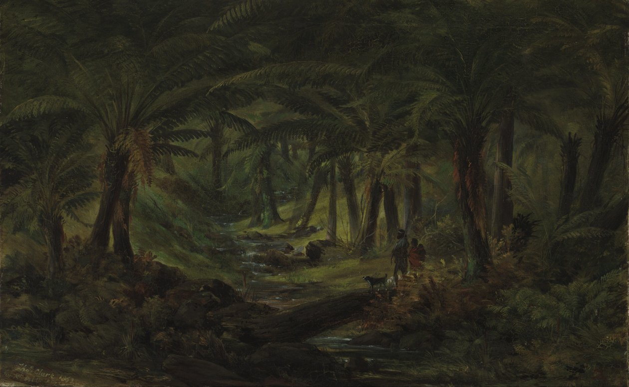 Farnschlucht mit Aborigines-Familie von Thomas Clark