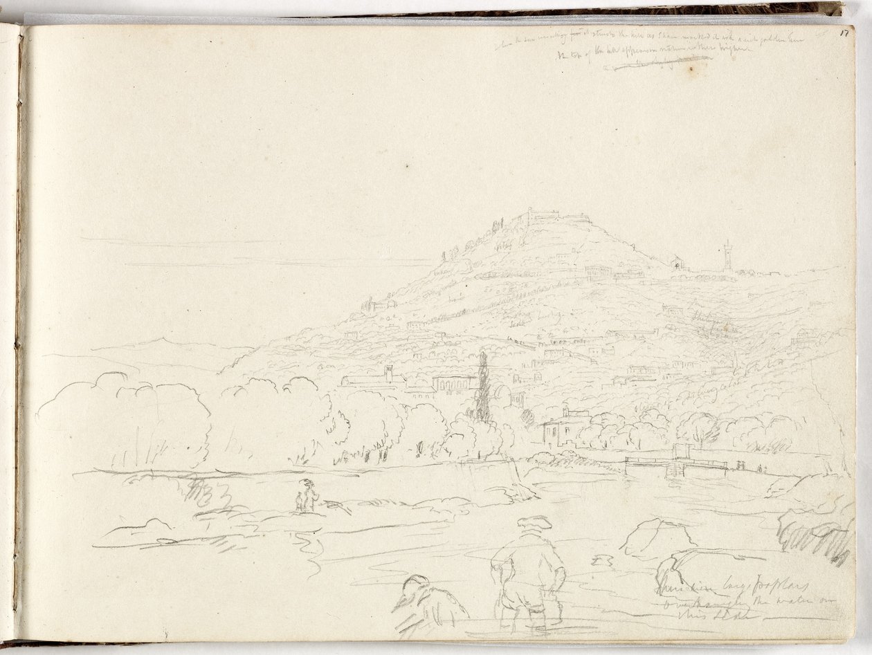 Skizze eines Hügels, Flussufers und Figuren, 1831 von Thomas Cole
