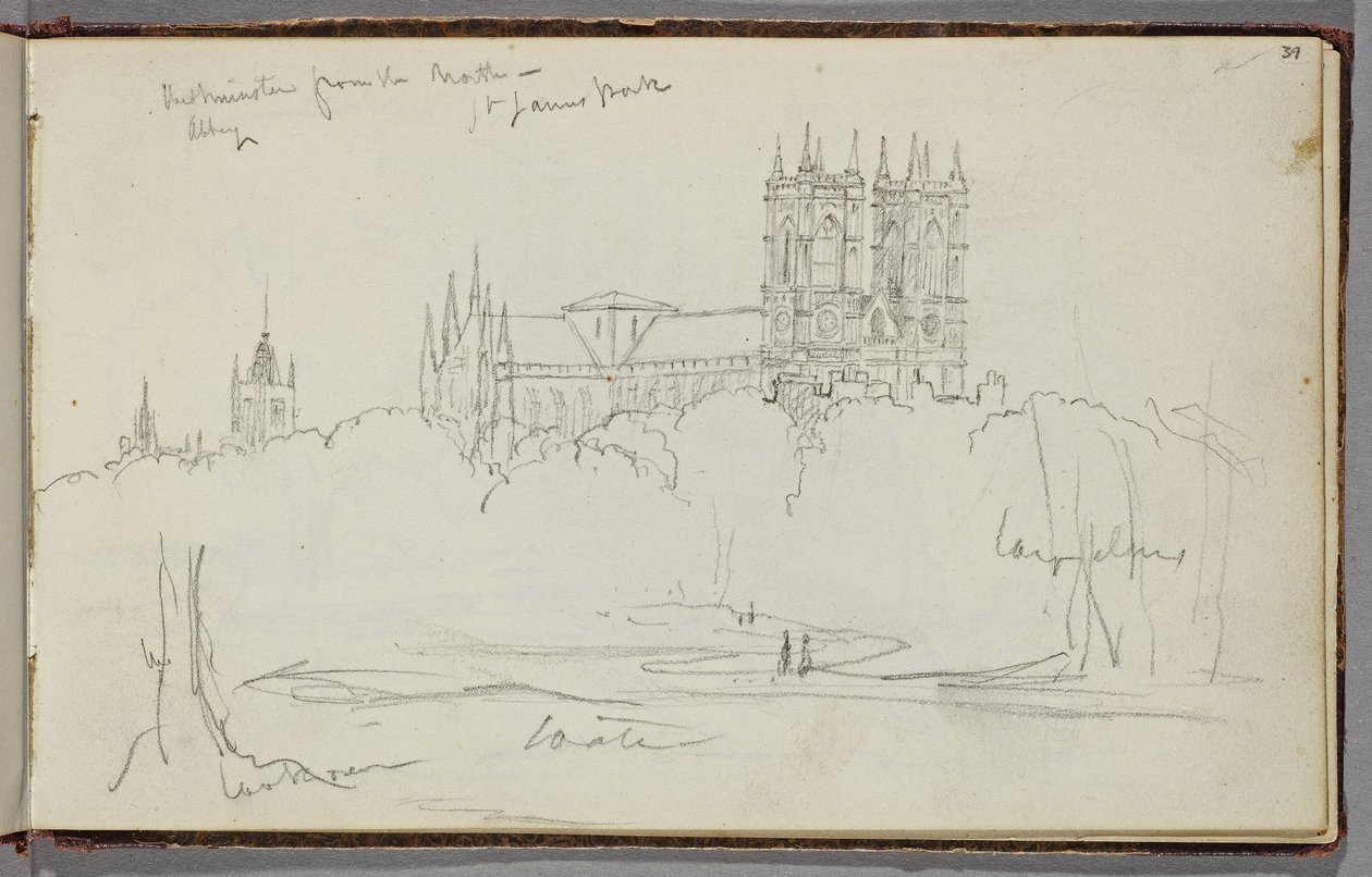 Westminster Abbey von Norden, St. James Park, ca. 1830 von Thomas Cole