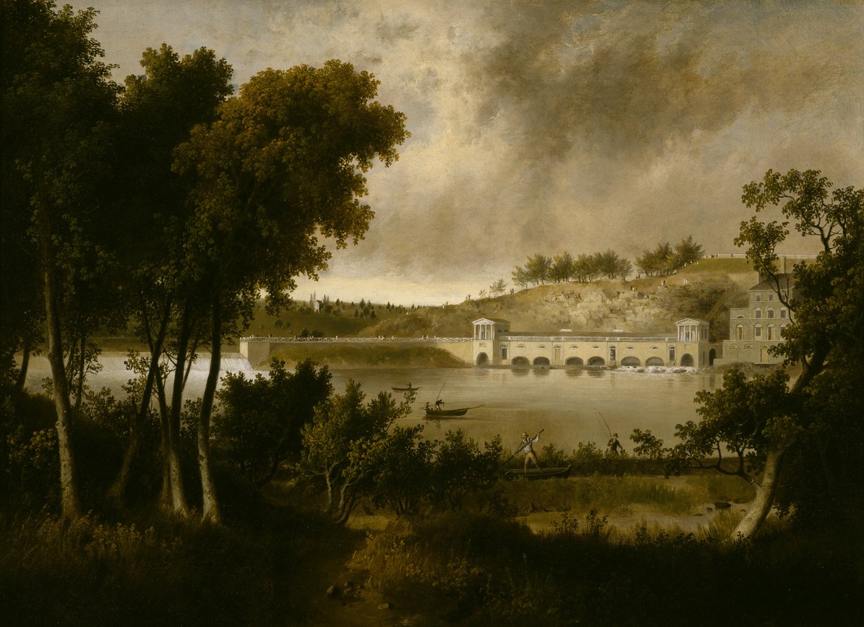 Ansicht der Fairmount-Wasserwerke, Philadelphia, von der gegenüberliegenden Seite des Schuylkill River von Thomas Doughty