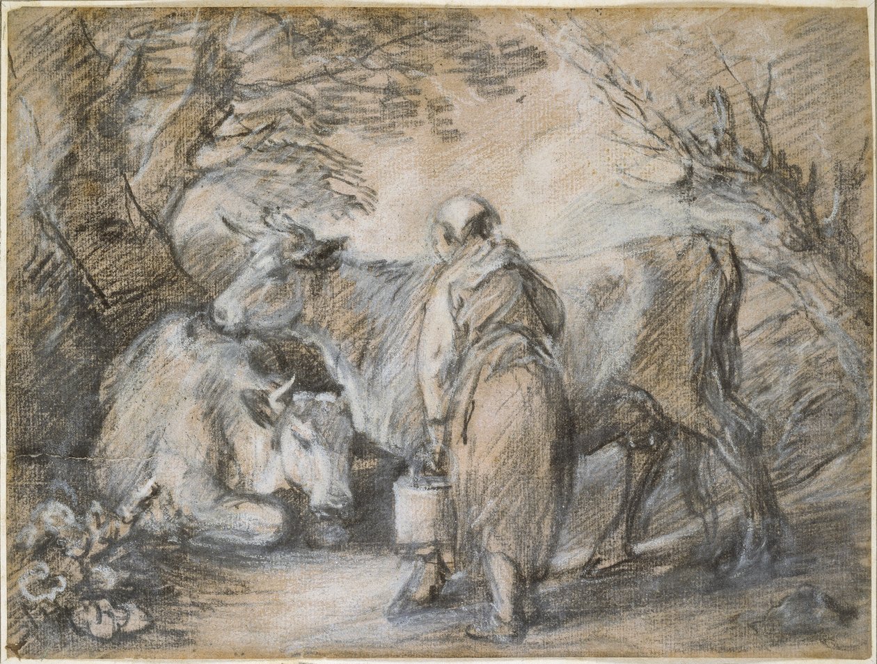 Melkerin mit zwei Kühen von Thomas Gainsborough