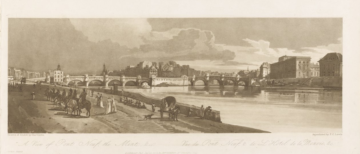 Ansicht der Pont Neuf, der Münze usw., ca. 1802 von Thomas Girtin