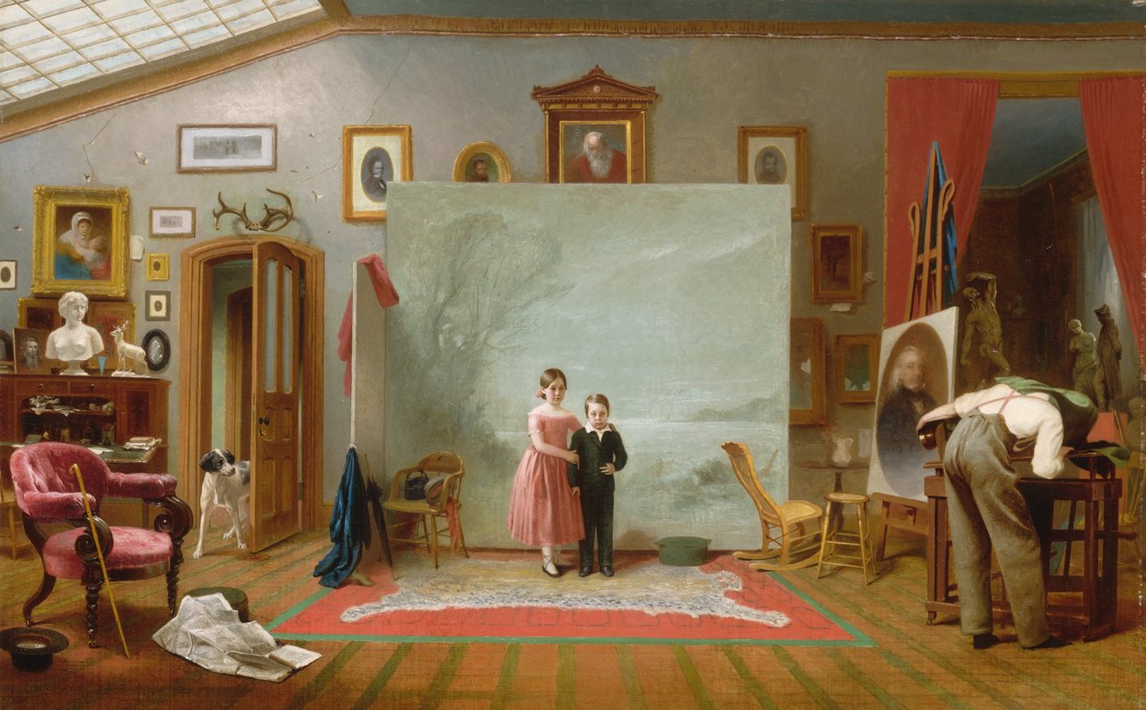 Innenraum mit Porträts von Thomas Le Clear