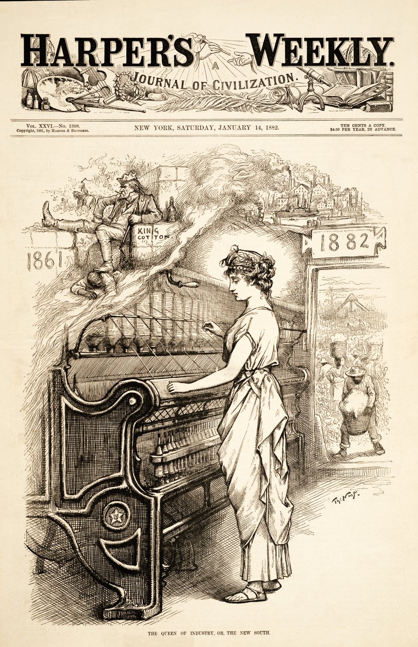 Die Königin der Industrie, oder der Neue Süden, 1882 von Thomas Nast