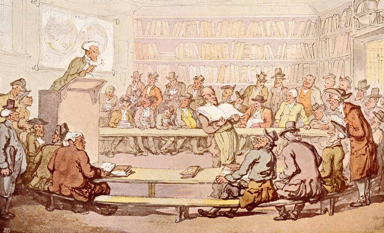 Ein Auktionsraum des 18. Jahrhunderts, aus The Connoisseur Magazine, veröffentlicht 1902 von Thomas Rowlandson