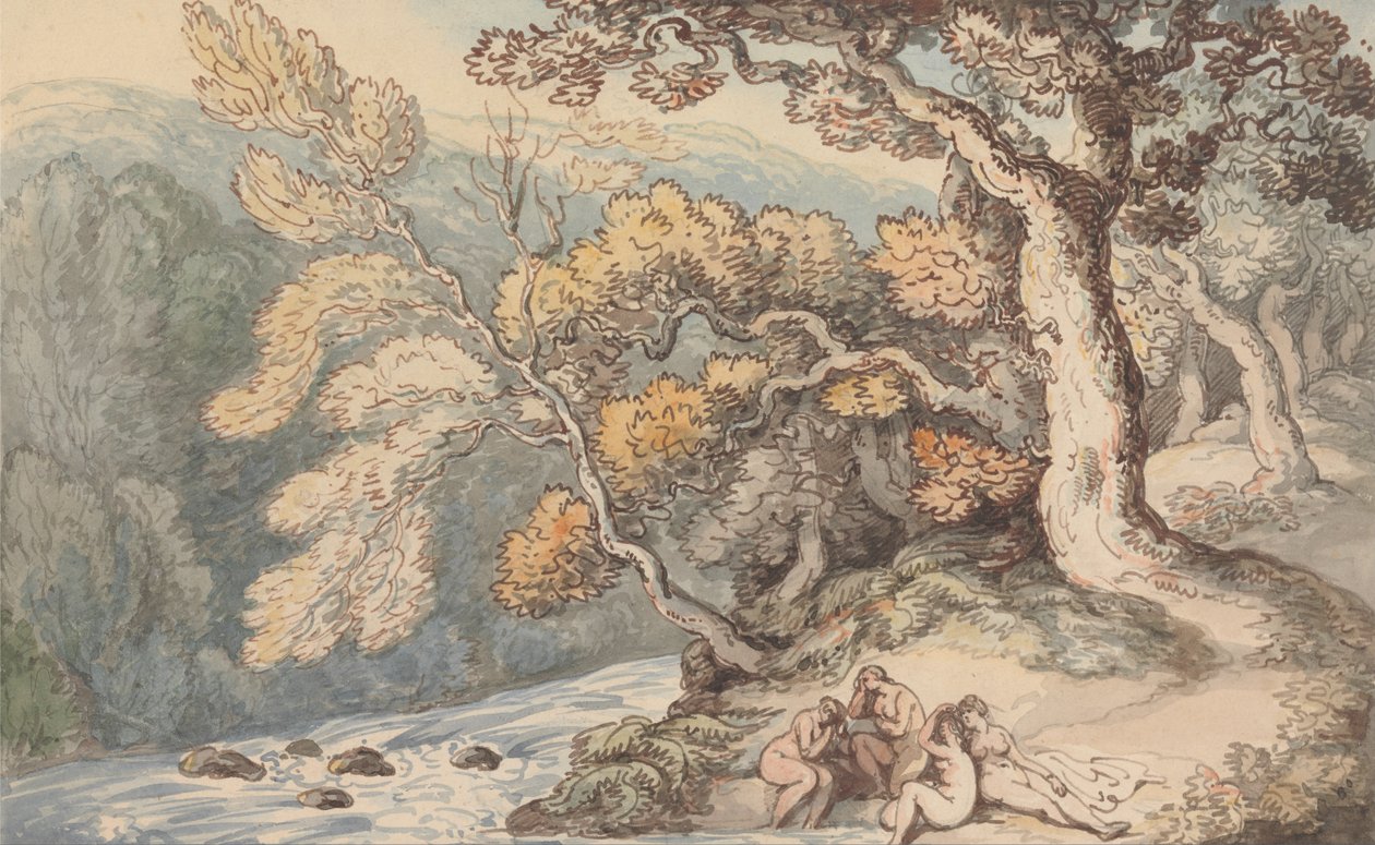 Badende in einer Landschaft von Thomas Rowlandson