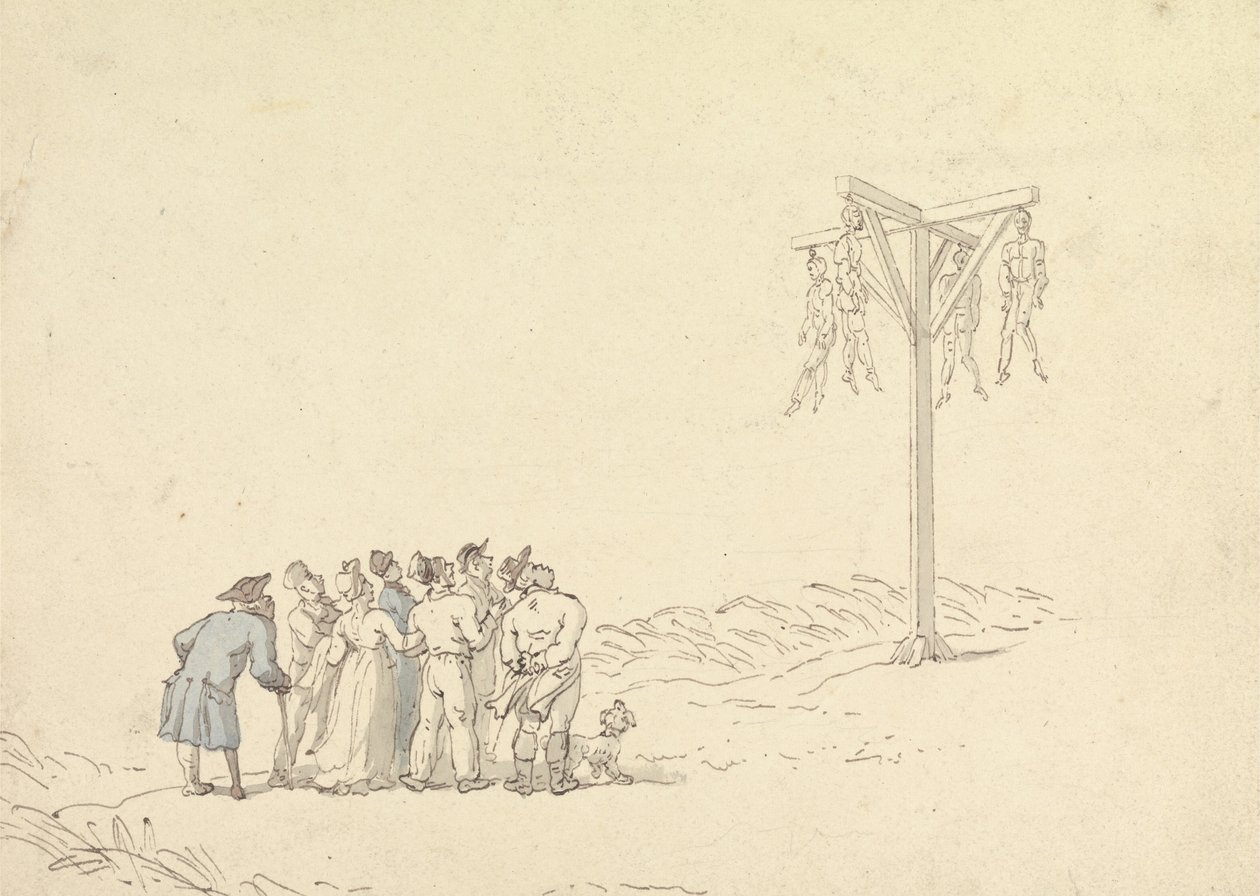 Menschenmenge bei einem Galgen von Thomas Rowlandson