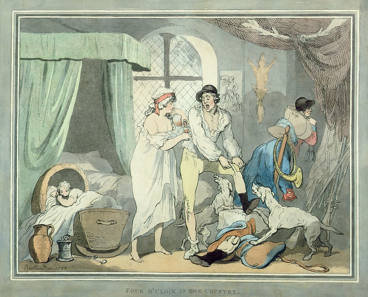 Vier Uhr auf dem Land, veröffentlicht 1788 von Thomas Rowlandson