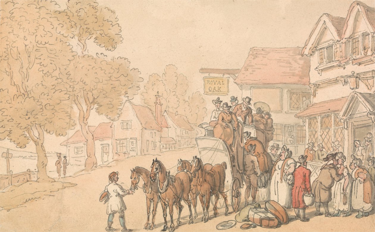 Beladen einer Postkutsche von Thomas Rowlandson