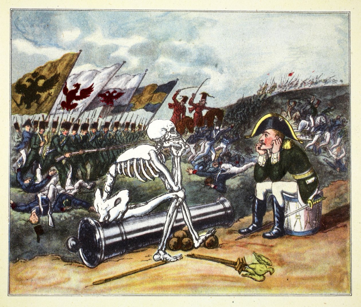 Napoleon auf dem Schlachtfeld von Leipzig, 1813 von Thomas Rowlandson
