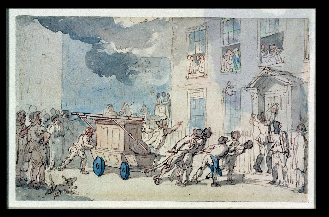 Die Ankunft der Feuerwehr von Thomas Rowlandson