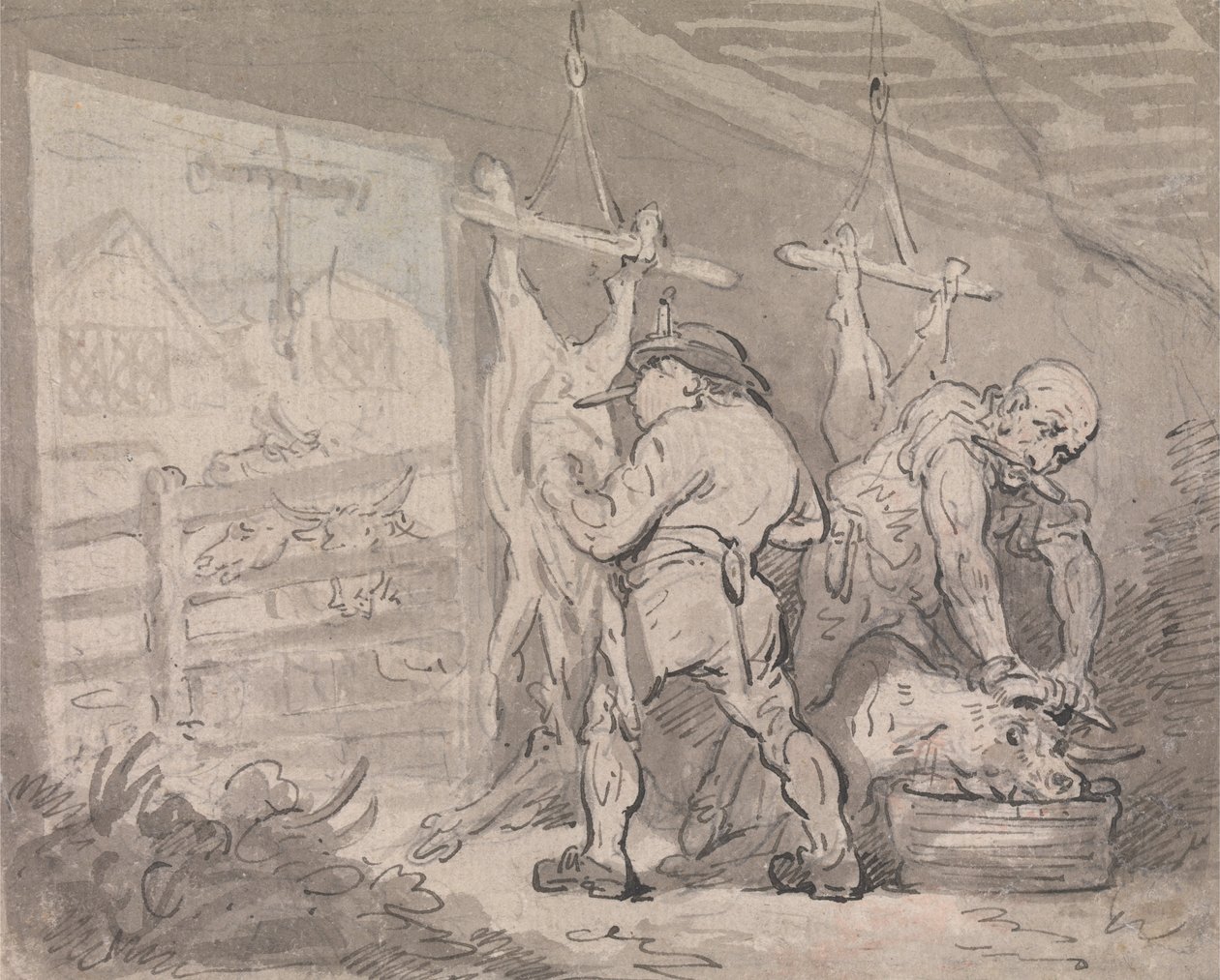 Das Schlachthaus von Thomas Rowlandson