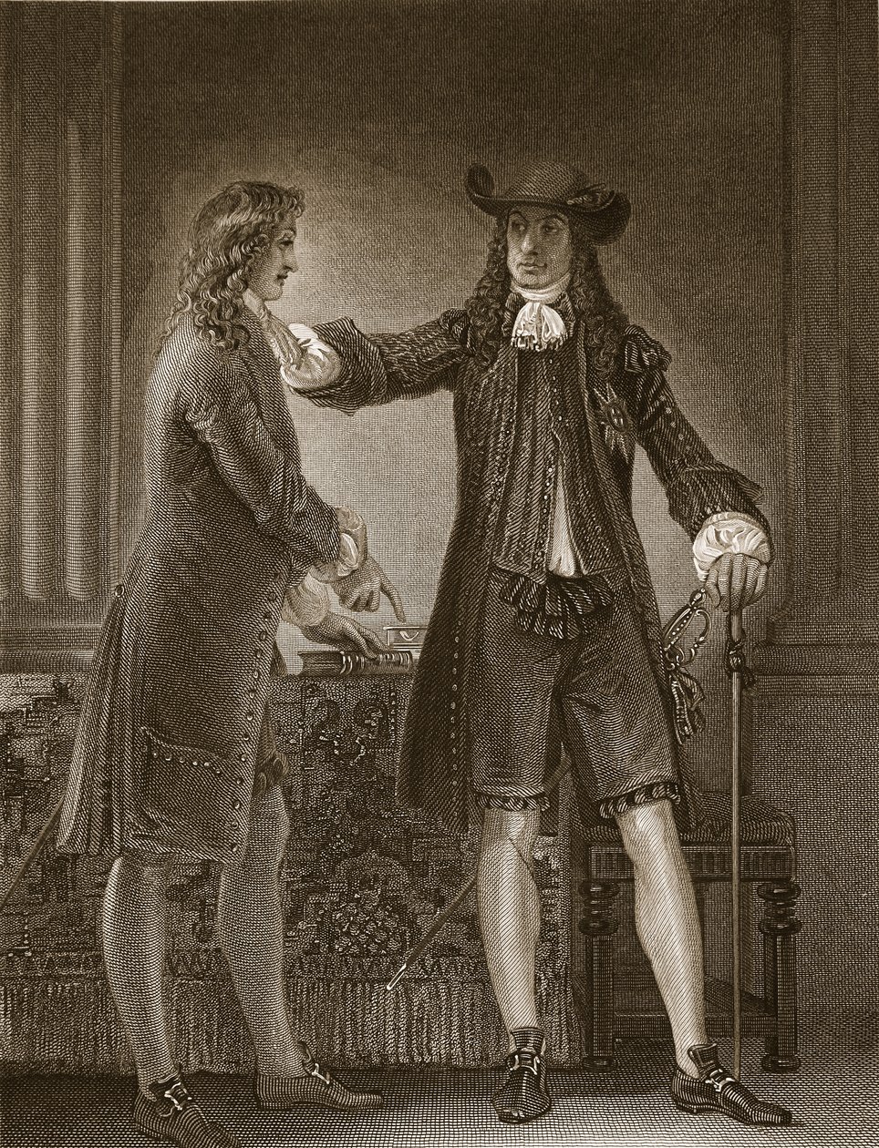 Charles II und Sir William Temple, graviert von J. Parker, Illustration aus David Humes 