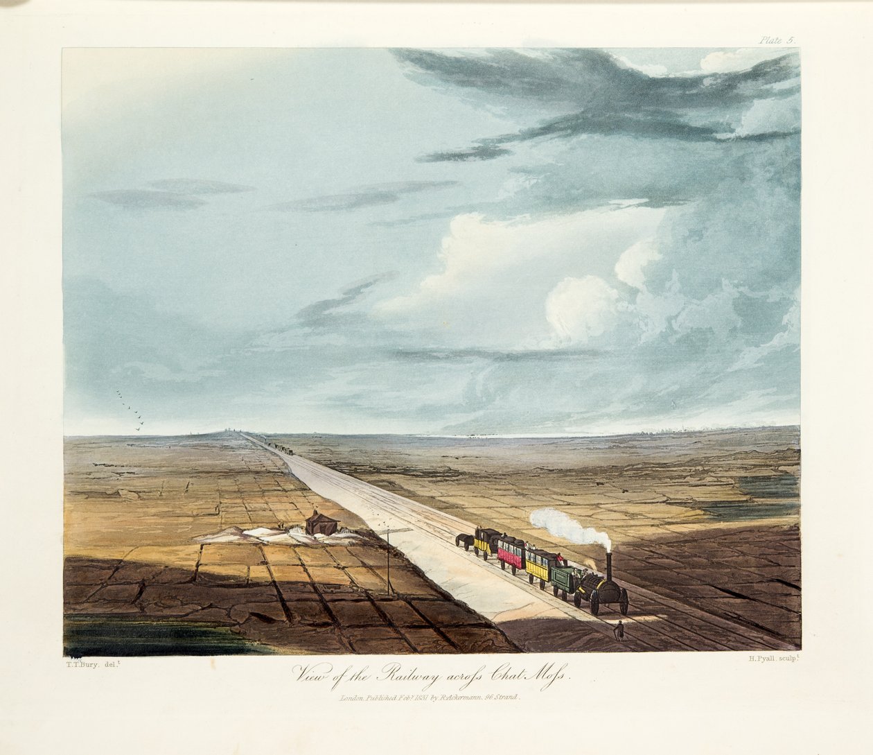 Ansicht der Eisenbahn über Chat Moss, 1831 von Thomas Talbot Bury