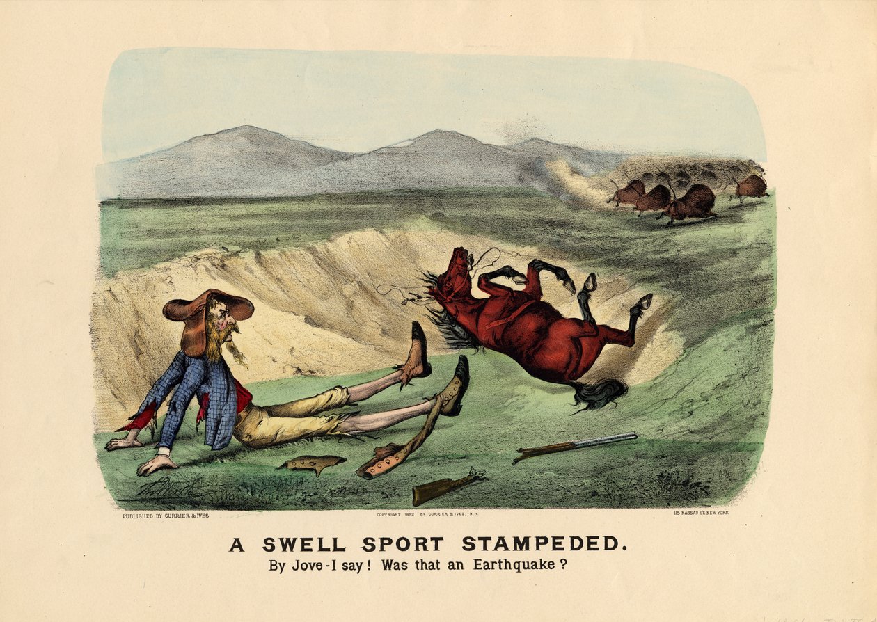 Ein eleganter Sportler in Panik, veröffentlicht von Currier und Ives, 1882 von Thomas Worth