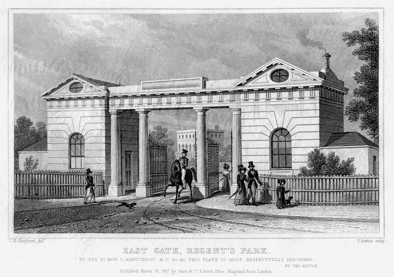 Osttor, Regents Park, London, 1827 von Thomas Barber