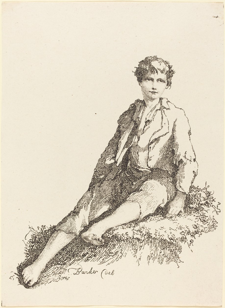 Junger Junge sitzt von Thomas Barker