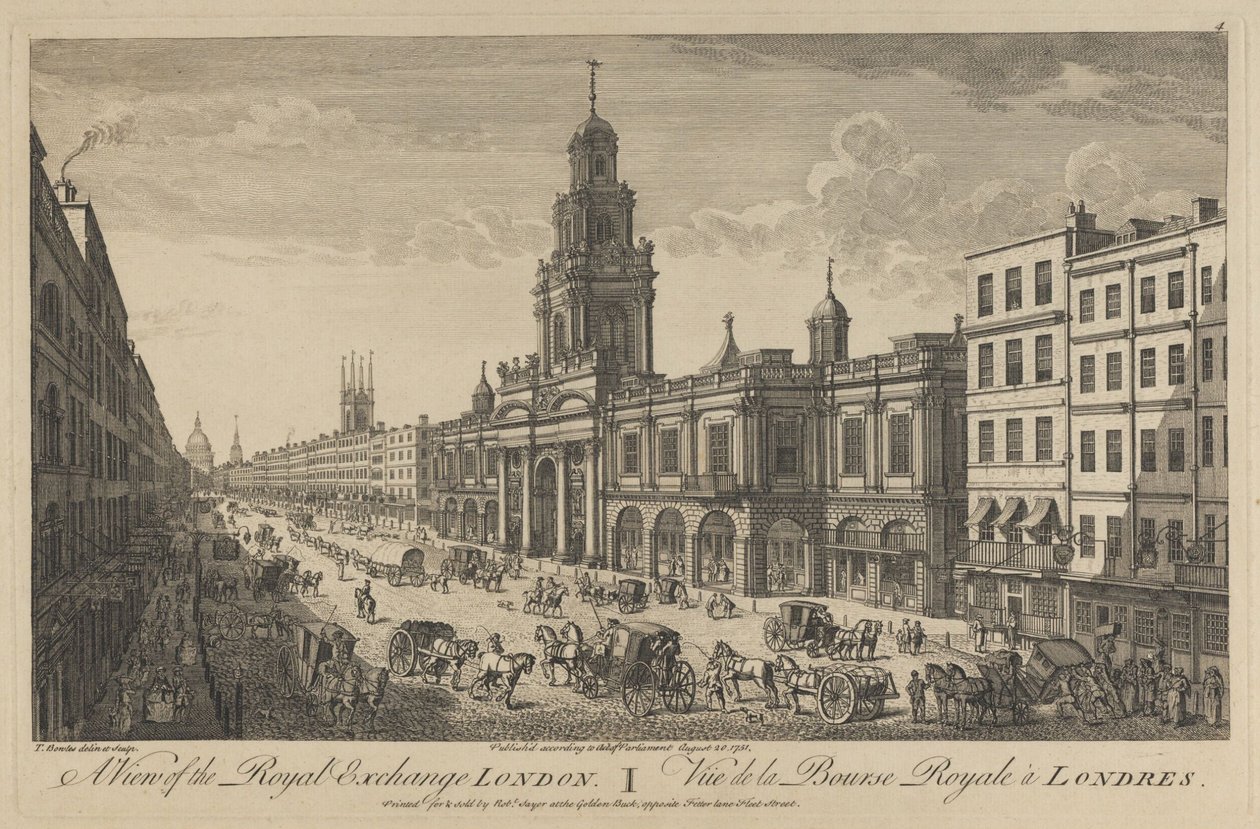 Ansicht der Royal Exchange London, 1751 von Thomas Bowles