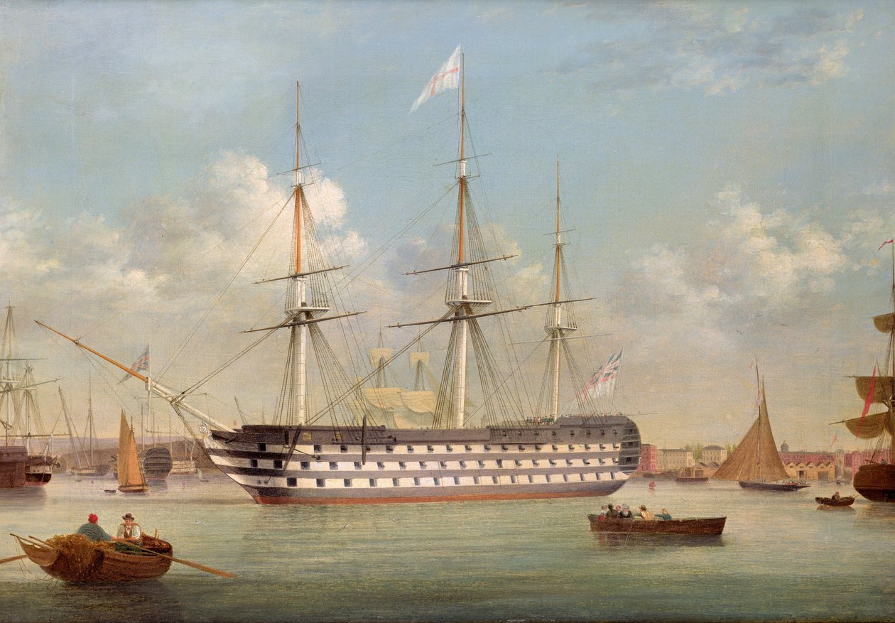 H.M.S. Britannia vor Plymouth von Thomas Buttersworth