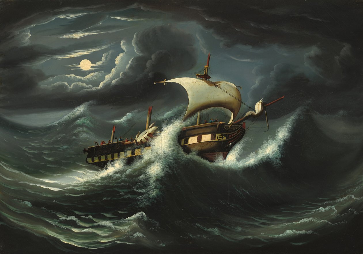 Sturmgepeitschte Fregatte von Thomas Chambers
