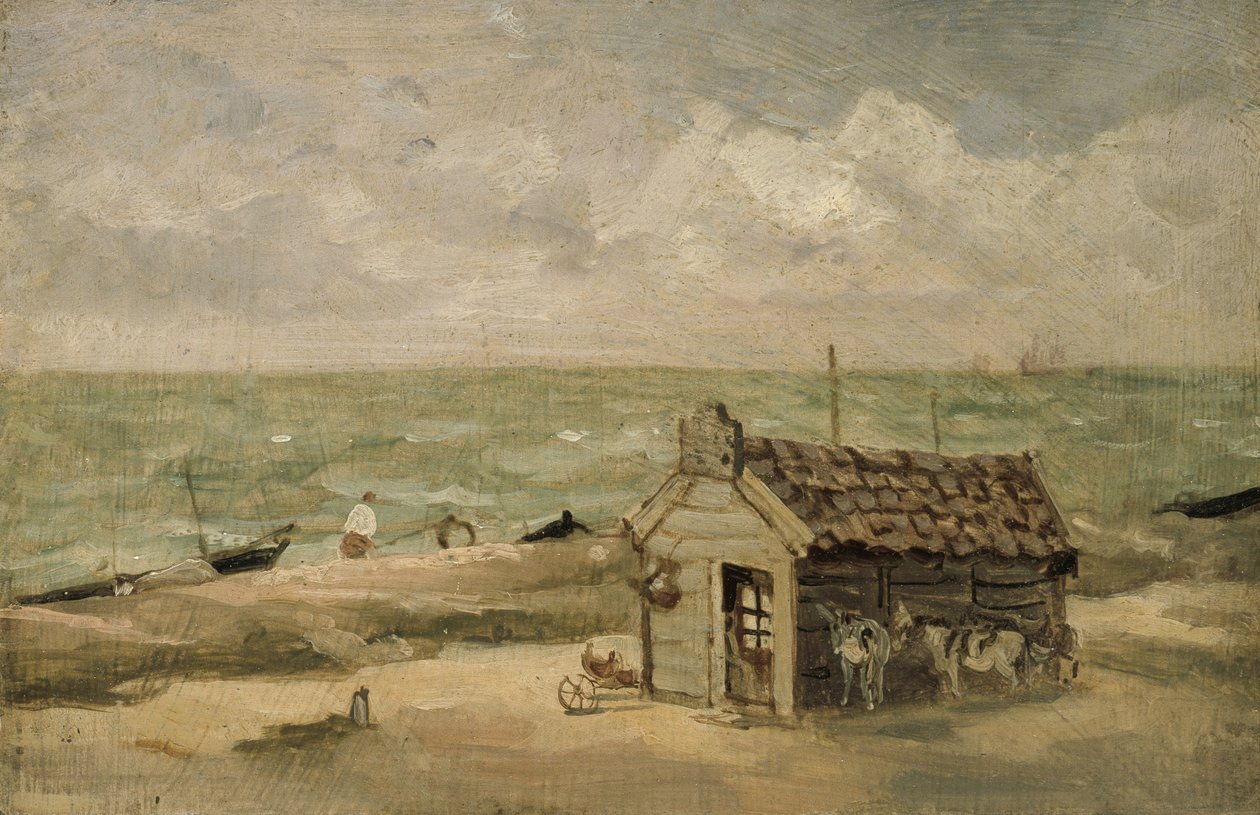 Eine Fischerhütte am Meer von Thomas Churchyard