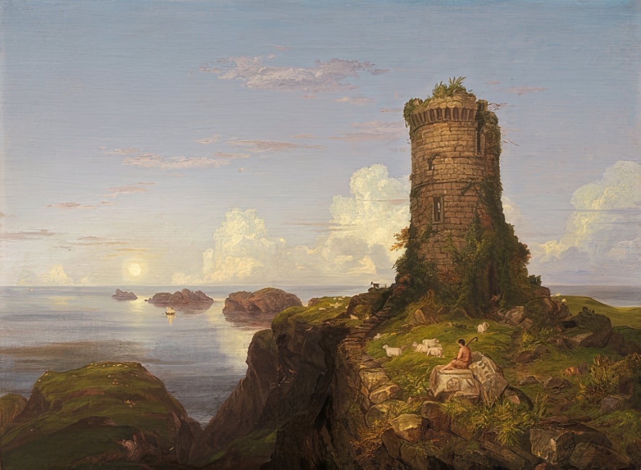 Italienische Küste mit Turmruine von Thomas Cole