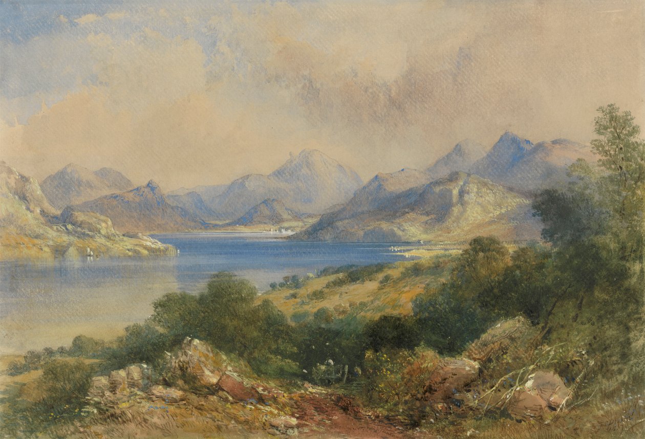 Berglandschaft mit einem See von Thomas Colman Dibdin